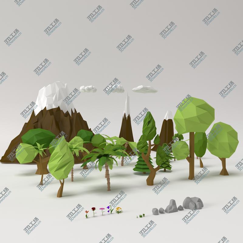 images/goods_img/2021040161/3D Low poly Trees Flowers Grass Rocks Clouds and Mountains/1.jpg